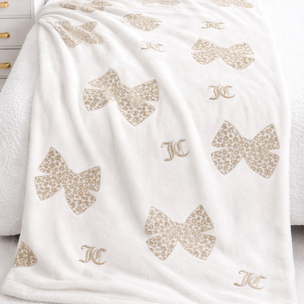 Juicy Couture White Throw Blanket